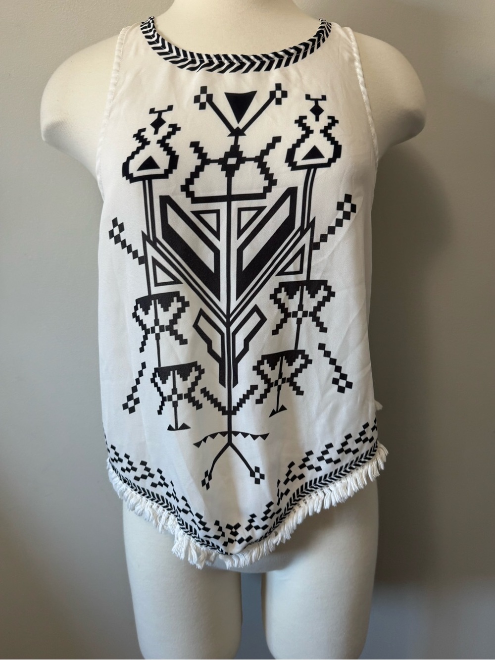 Flying Tomato Aztec-inspired graphic halter tank top  Small